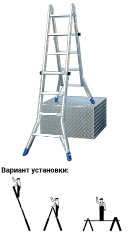 Лестница шарнирная 4 х 4 ступени (5,00м*1,35м) STABILO  (гарантия 10 лет)