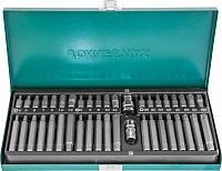 Набор бит 42шт H4-12 мм, Torx Т20-Т60, Spline М5-М12 (30 и 75 мм)хвостовик 10мм Jonnesway