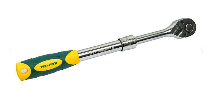 Ключ-трещотка 1/2" 445мм, 72 зубов, резиновая рукоятка Kraftool