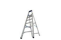 Стремянка  6 ступеней (1,40м) алюминиевая, лоток, крюк STABILO (гарантия 10 лет)