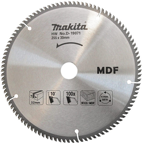 Диск по дереву 255х100х30 Makita STANDARD 10°