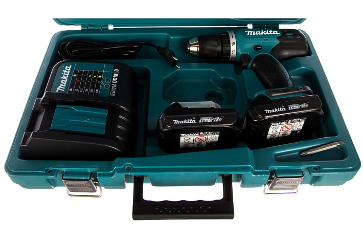 Дрель аккумуляторная Makita	DDF453SYE (42Нм, 18В, 2х1,5Ач, ЗУ)