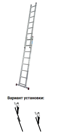 Лестница выдвижная 2 х 8 ступеней (4,95м*2,24м) с траверсой CORDA (гарантия 2 года)