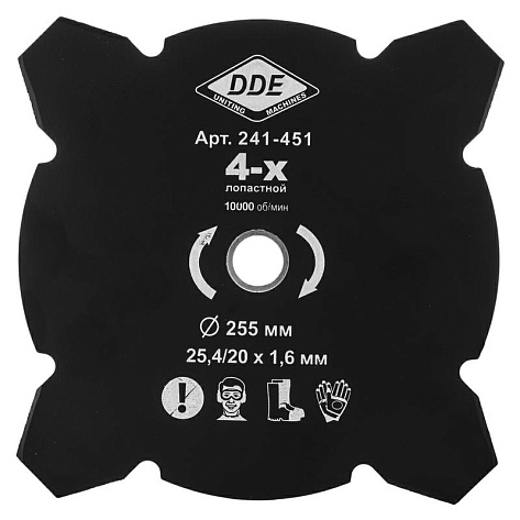 Нож для триммера 255х25,4/20мм, Z= 4 DDE 