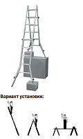 Лестница шарнирная 4 х 4 ступени (5,0м*1,35м) с выдвижными боковинами STABILO (гарантия 10 лет)