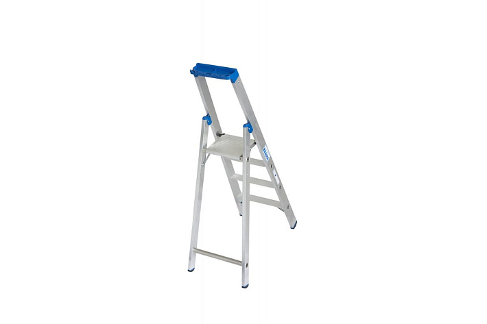 Стремянка  4 ступени (0,95м) алюминиевая, лоток, крюк STABILO (гарантия 10 лет)