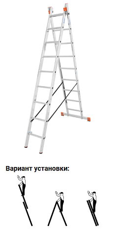 Лестница двухсекционная 2 х 9 ступеней MONTO DUBILO