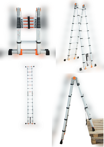 Лестница телескопическая шарнирная 2 х 8 ступеней (5,00*0,94м) 