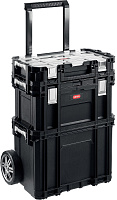 Набор пластиковый ящик-тележка + ящик для инструментов + ящик органайзер KETER SMART ROLLING, 564 х