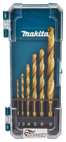 Набор сверл  6шт (2-8мм) HSS-TiN Makita