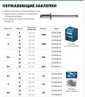 Заклепки нержавеющая сталь 4,8 х12,0мм 500шт ЗУБР ПРОФЕССИОНАЛ
