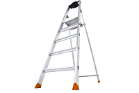 Стремянка  5 ступеней (1,05м) алюминиевая, лоток, крюк, ступени 80мм MONTO Solido (гарантия 5 лет)