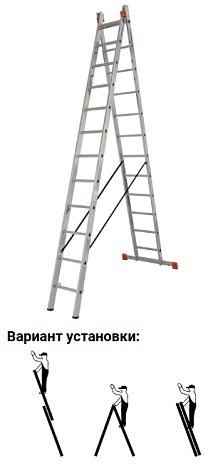 Лестница двухсекционная 2 х 12 ступеней MONTO DUBILO