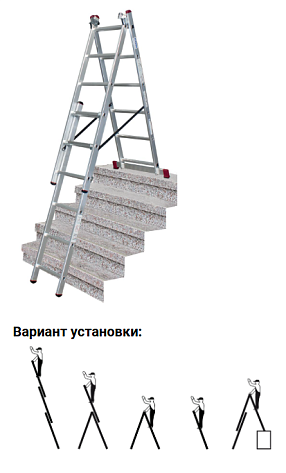 Лестница трехсекционная 3 х 6 ступеней (4,55м*1,68м) CORDA