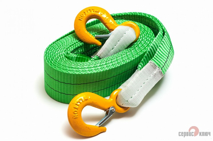 Трос буксировочный  8,0т., 5,0м, 60мм  крюк/крюк Сервис Ключ СУПЕР УСИЛЕННЫЙ 