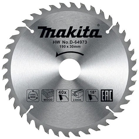 Диск по дереву 190х40х30 Makita STANDARD 18°