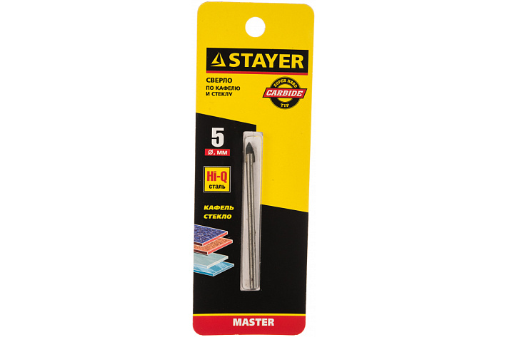Сверло  5х65мм по кафелю, керамике, стеклу, 2 режущих лезвия, ц.х. Stayer MASTER