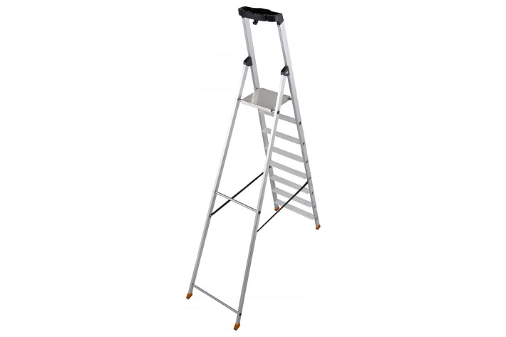 Стремянка  8 ступеней (1,70м) алюминиевая, лоток, крюк, ступени 80мм MONTO Solido (гарантия 5 лет)