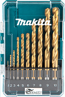 Набор сверл 10шт Makita (1,0-10мм) HSS-TiN