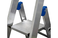 Стремянка  6 ступеней (1,40м) алюминиевая, лоток, крюк STABILO (гарантия 10 лет)