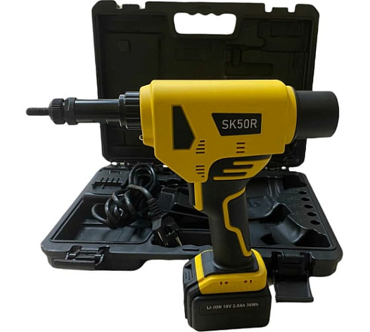 Заклепочник аккумуляторный Absolut SK 50R (резьбовые заклепки 3,0-8,0мм, 2х2,0Ач, ЗУ, кейс)