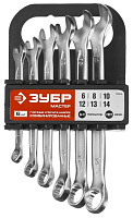 Набор ключей комбинированных  6-14мм (6шт) ЗУБР МАСТЕР пластиковый подвес