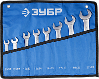 Набор ключей гаечных двусторонних  8-24мм (8шт) ЗУБР ПРОФЕССИОНАЛ в тканевой скрутке