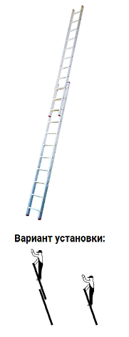 Лестница выдвижная 2 х11 ступеней (6,35м*3,11м) CORDA (гарантия 2 года)
