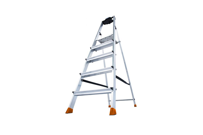 Стремянка  5 ступеней (1,05м) алюминиевая, лоток, крюк, ступени 125мм MONTO Sepuro (гарантия 5 лет)